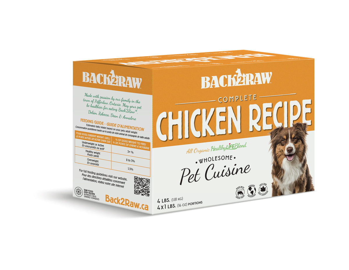 Complete Chicken Recipe 4lb Box Description Chicken is an excellent choice for dogs just starting on raw as it is a familiar taste. This extra lean