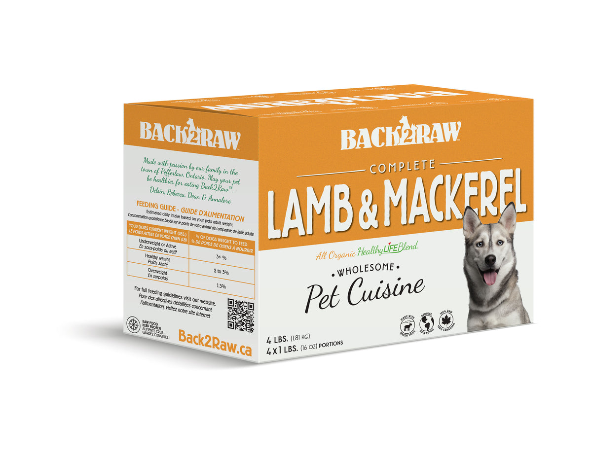 Complete Mackerel Lamb Blend 4lb Box Description Lamb balances out the richness of fish perfectly making it easier on sensitive digestive tracts